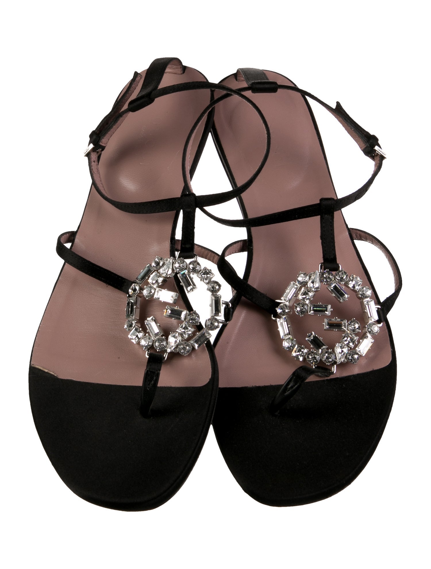 Gucci Satin T-Strap Sandals